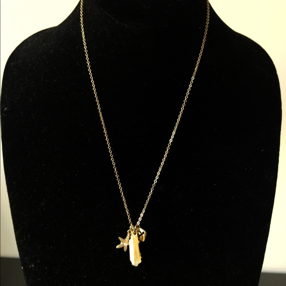 Gold Necklace with 3 charms - Picture 2 of 5
